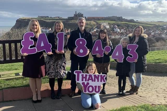 Rachael WIllmore of Zoe's Place, Elaine Dunning of Butterwick Hospice, Richard Barwick of Saint Catherine's, White Lily Ball organisers Lucy Mothersdale and Emma Ward with Emma's daughters Elizabeth and Aurora.