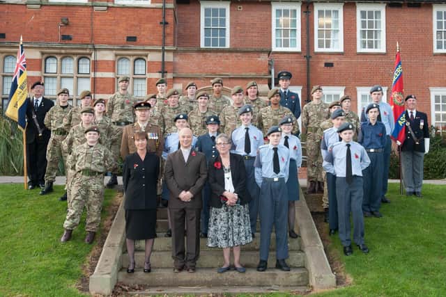 Bridlington School’s Combined Cadet Force members are pictured with guests at the Remembrance Service in 2014. (nbfp-msh1446x076)