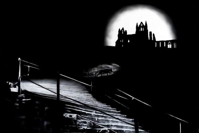 Whitby Abbey artwork, by Drawing in Dark, set to feature on the new Whitby signs.