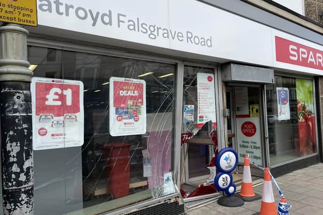 The shop on Scarborough's Falsgrave Road where the ram-raid incident took place.