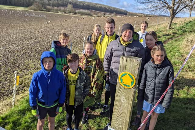 The Bridlington Road Runners Juniors line up before their final Winter Cross Country League race at Boynton