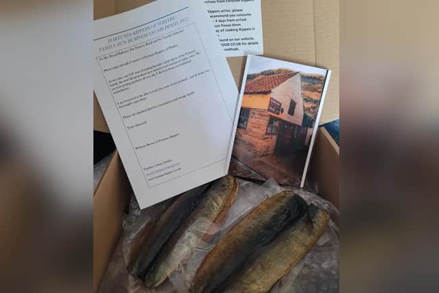 Fortune's Kippers sent this package of treats to HRH Princess Anne.