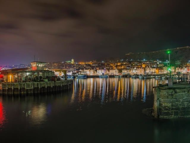 Unusual picture of Scarborough Habour captured at night