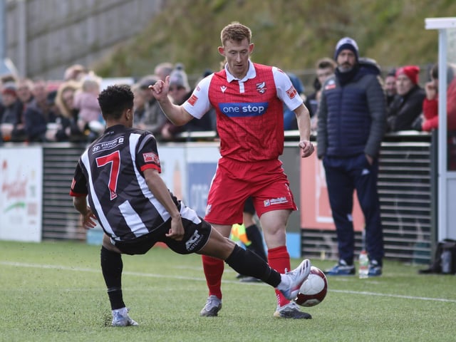 Ash Jackson on the ball for Boro in the 1-1 draw against Stafford