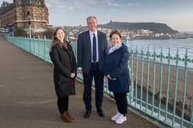 Professor Sir Chris Whitty with Louise Wallace, North Yorkshire’s Director of Public Health (right) and Dr Victoria Turner, a North Yorkshire public health consultant.