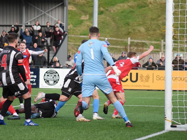 Boro players celebrate Kieran Weledji's late leveller