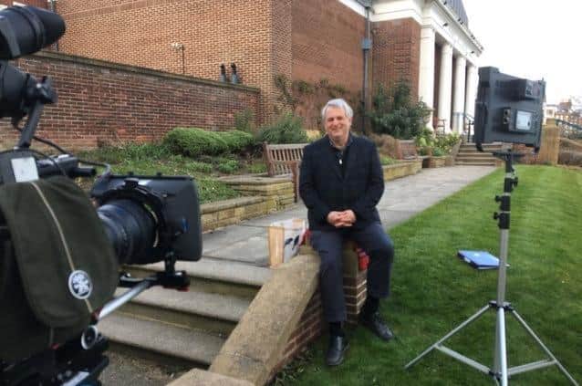 David Tindale, John's son, outside Whitby Museum.