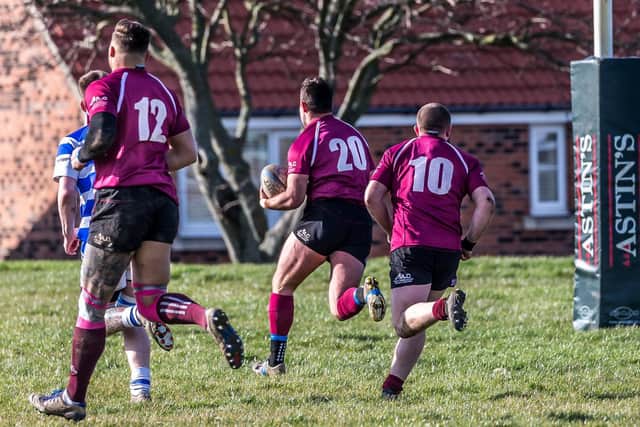 Whitby score their first try against North Shields