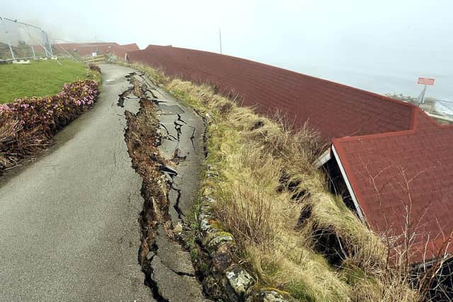 The retaining wall collapse caused considerable damage, forcing the chalets to be removed on health and safety grounds.