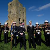 Scarborough Sea Cadets with members of The Royal Marines band