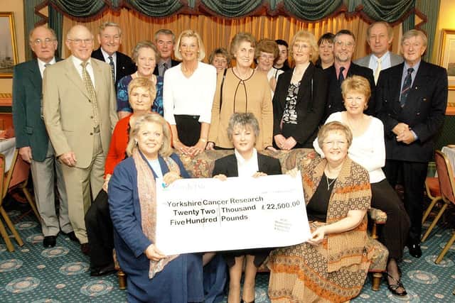 Seacourt Hotel in Bridlington hosts a Yorkshire Cancer Research dinner and cheque presentation for £22,500 in 2003. Do you recognise any of the people in the picture? Photograph taken by Paul Atkinson (PA0306-18)