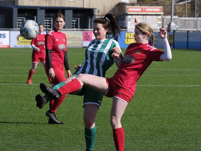 Jolie Matthews on the ball for Scarborough Ladies Under-18s