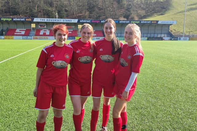 The four players who have played for more than 10 years together in the Scarborough Ladies team are, from left, Alex Metcalfe, Jolie Matthews, Emma Willis and Poppy Simpson