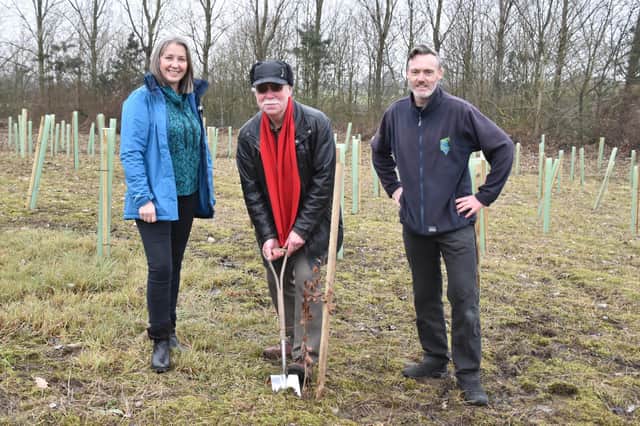 Pictured, from left: Kerry Fieldhouse, Lineside Conservation Officer, NYMR; Andrew Scott, vice chair, NYMR; and Ian Jakulis, Operations Leader – North/East Yorkshire & Humber, TCV.