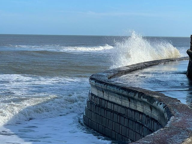 Waves washing over the seafront