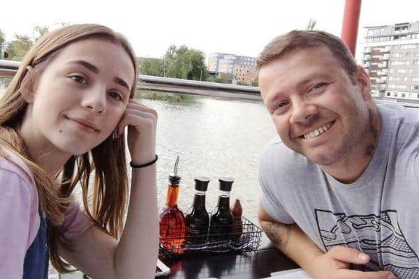 Chelsea Blue with her father Stephen