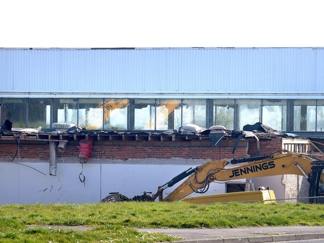The area will be grassed over once the building is knocked down.