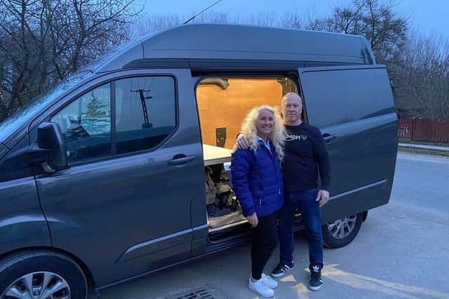 Hilary Whiles and Neil Robinson, two of the intrepid three who made their way across Europe to help the people of war-torn Ukraine.