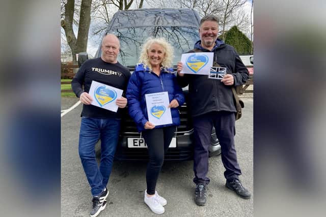 Neil Robinson, Hilary Whiles and Mark Stephens, who made the trip from Hinderwell to Ukraine.