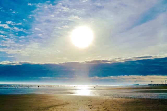 The low sun over Bridlington’s south beach is captured by Aled Jones.