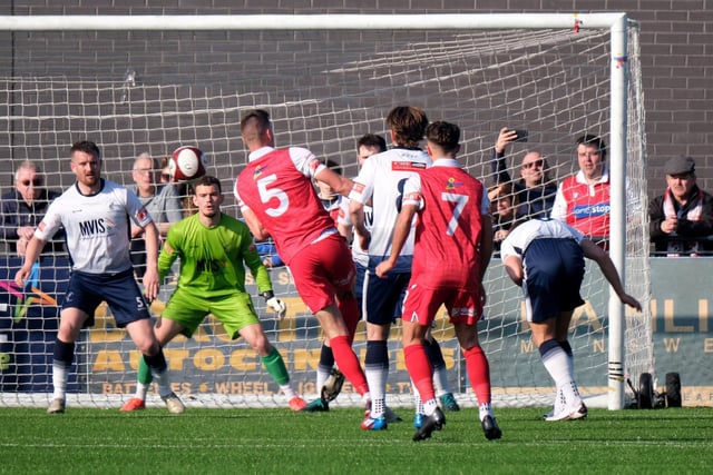 Boro attack the Matlock goal in the first half