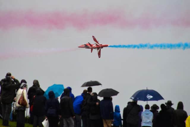 Crowds watching the Red Arrows in Whitby, in 2014.