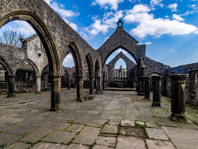 Mysterious and magical is the sight of the dead church. Only the walls stand at the abandoned church of St Thomas a Beckett built in 1260. The church fell in the great storm of 1847 when the west face of the tower gave way. Danny Boyle used it as a location for his TV adaptation of the book Mr Wroe’s Virgins.