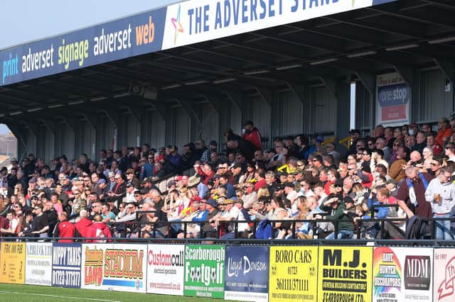 The Boro fans cram into the Flamingo Land Stadium for the 0-0 draw against rivals Matlock Town
Photo by Richard Ponter