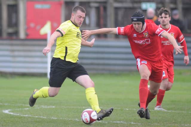 Jaz Goundry, right, impressed on his first game back with Bridlington Town