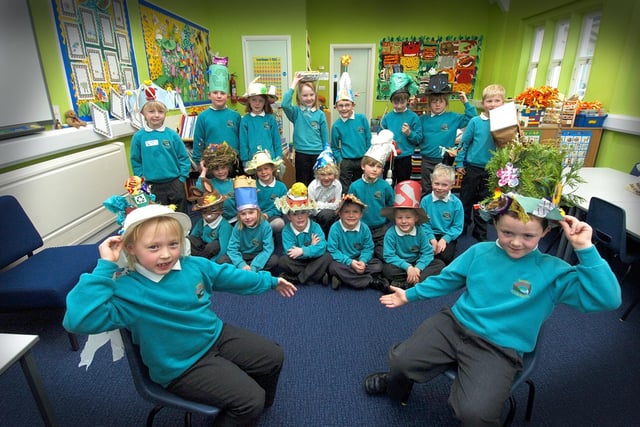 Pupils at Danby Primary School get seasonal with an Easter bonnet making contest. Two winners in each class won Easter eggs. Pictured here are the infants.
