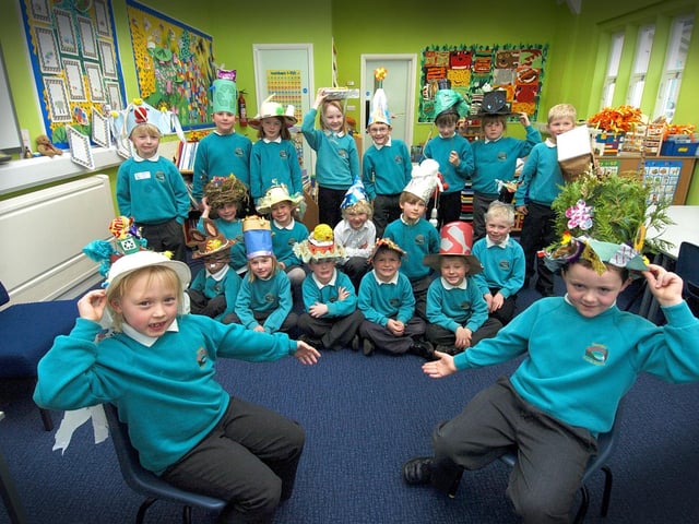 Pupils at Danby Primary School get seasonal with an Easter bonnet making contest. Two winners in each class won Easter eggs. Pictured here are the infants.