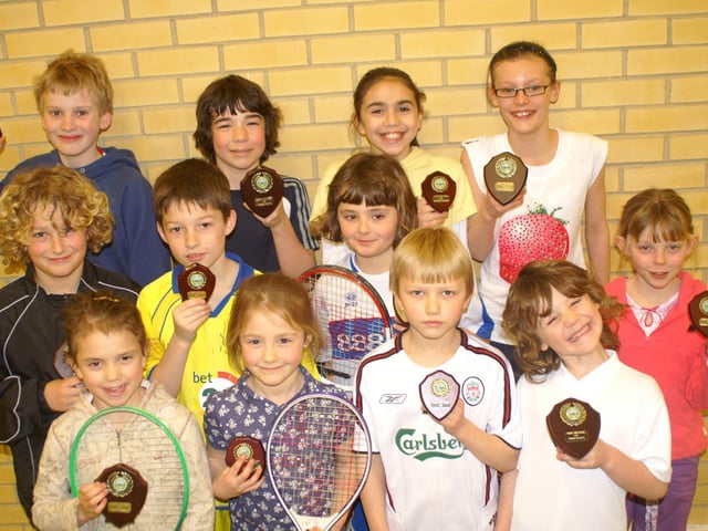 Children pictured with the trophies they won at the tennis tournament at Whitby Leisure Centre.