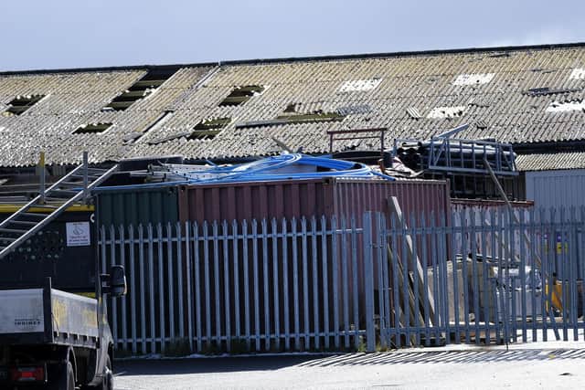 The roof of the Plaxton site was badly damaged by the extreme weather.