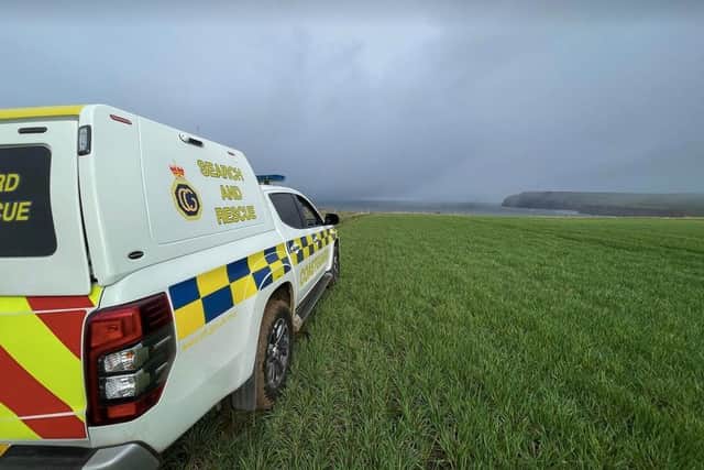 Staithes Mobile 1 rope rescue vehicle near the Fan House on Wednesday afternoon.