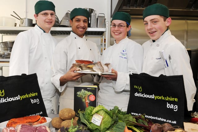 Pictured at a Yorkshire Coast College cook-off are first year NVQ Diploma Professional Cookery Level 3 students, from left, Chris Ramsden, Luke Cornwall, Bryony Elliott and Scot Craven.