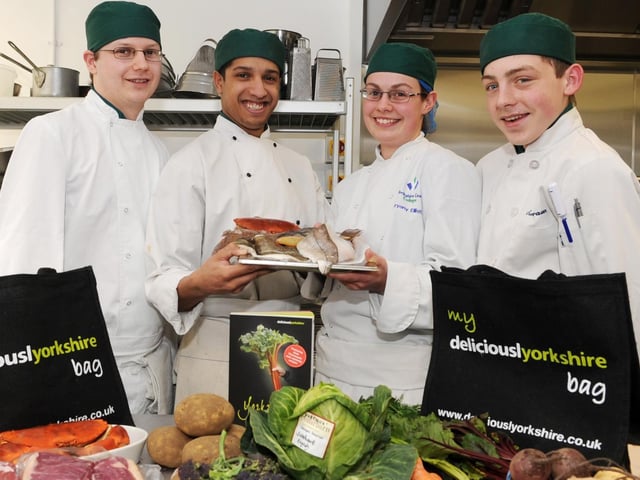 Pictured at a Yorkshire Coast College cook-off are first year NVQ Diploma Professional Cookery Level 3 students, from left, Chris Ramsden, Luke Cornwall, Bryony Elliott and Scot Craven.