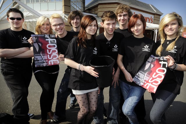 Yorkshire Coast College Performing Arts students go bag packing at Sainsbury's.