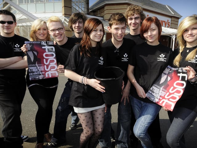 Yorkshire Coast College Performing Arts students go bag packing at Sainsbury's.