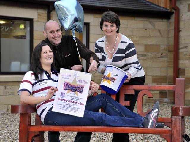 Getting ready for the Stars in Their Eyes fundraising show are Lucy Fettis, centre, with Jez Pratt, show compere, and Carolyn Jackson, hospice fundraiser.
