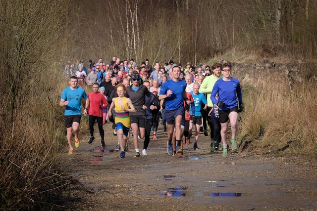 Racing away from the start of the North Yorkshire Water Park Parkrun