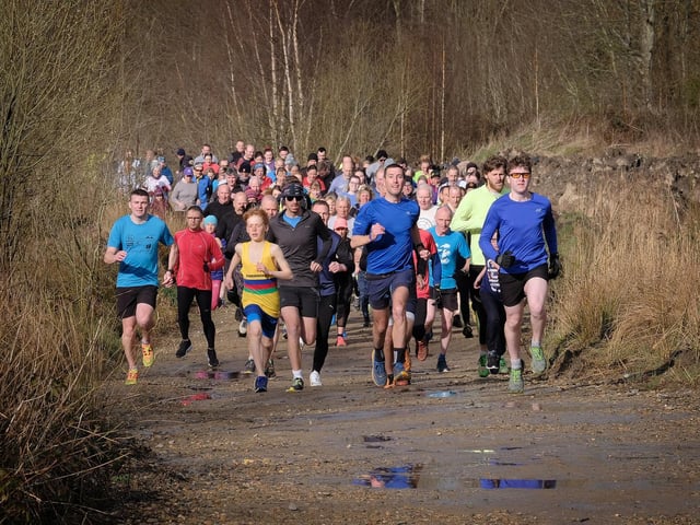 Racing away from the start of the North Yorkshire Water Park Parkrun