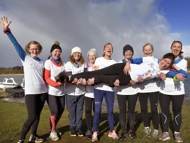 Bride to be Alda Hummelinck rests after the big run with her Hen crew
Photo by Richard Ponter