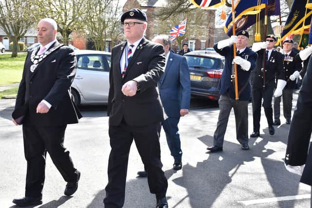 Bridlington Mayor Liam Dealtry (left) during the parade on Saturday. Image courtesy of TCF Photography