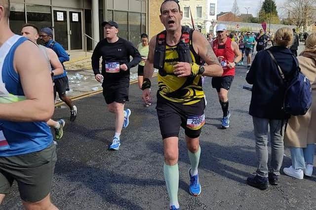 Stuart Gent in action at the Manchester Marathon