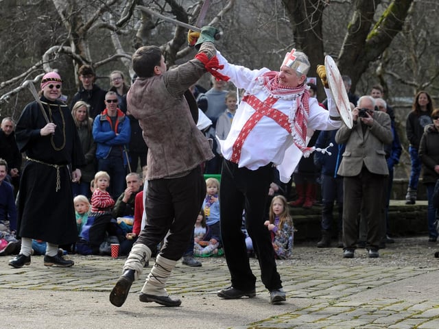 The Pace Egg Plays are medieval mystery plays which are long-standing Easter traditions in rural English culture.
This was once an Easter tradition all over England, but it is now only practiced in a few select areas, particularly Lancashire and West Yorkshire. In Heptonstall it involves a traditional mumming play, which is a folk play performed by a troupe of amateur actors, usually known as mummers organisers. It is usually performed in Weavers Square.