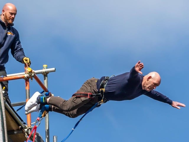 Ready to take the plunge off Larpool Viaduct.