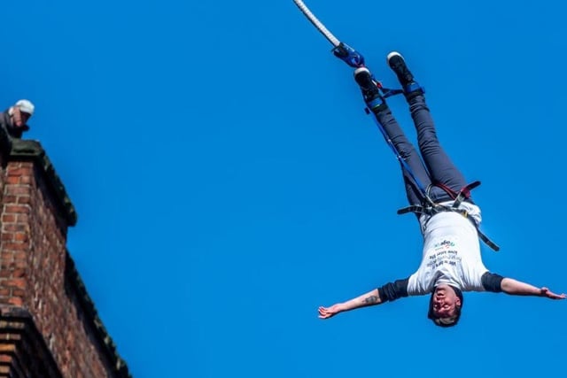 The thrills of a bungee jump off Whirby's Larpool Viaduct.