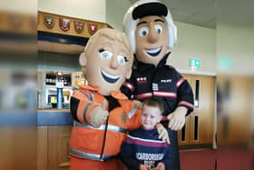 Paramedic Polly and Pilot Percy surprised Jaxon at Scarborough Rugby Club