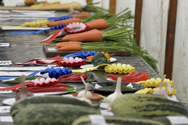 Produce on display for judging at Egton Show.