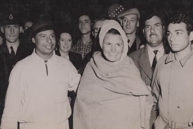 Margaret with Abdou and the Egyptian swimming team.
Photos courtesy of the Sam Rockett Collection., Dover Museum (www.channelswimmingdover.org.uk) and Kim Abdou